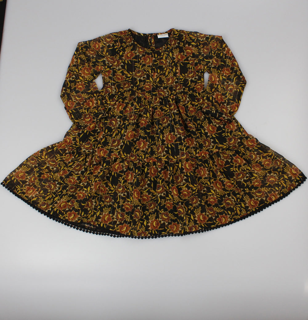 Girls Lined Viscose Dress - Black/Floral (PK6) (3-8y) F52533
