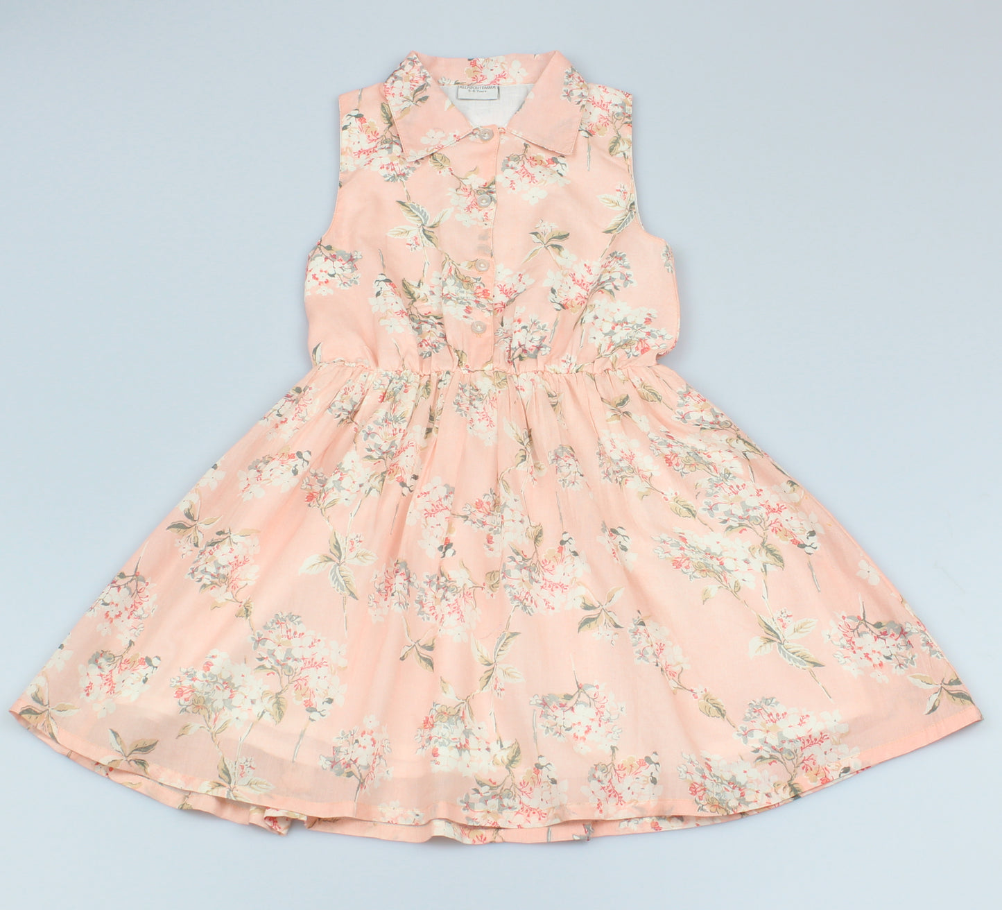 Girls All Over Print Peach Floral Dress (3-8 Years0)-GF5110