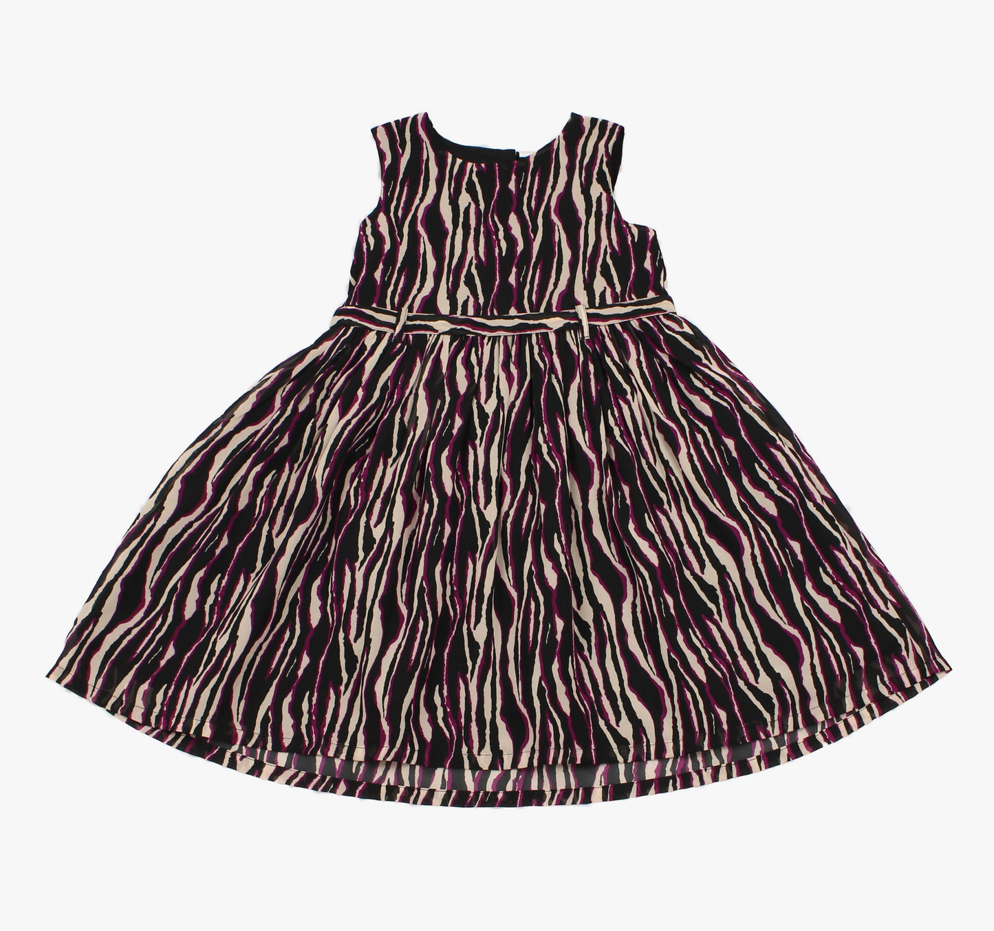 Girls Chiffon Black/Lilac Zebra Print Dress (3-8 Years)-GF5126