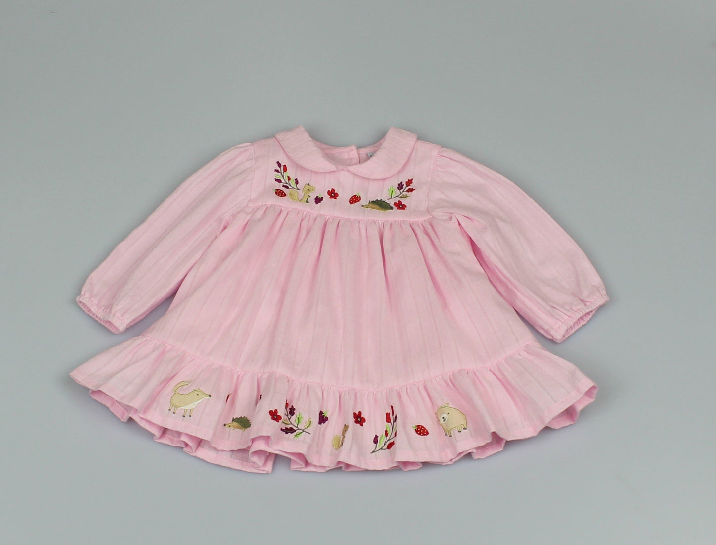 Girl Pretty Pink Dress - Embroidered (12-24 MONTHS) M3508 - Kidswholesale.co.uk