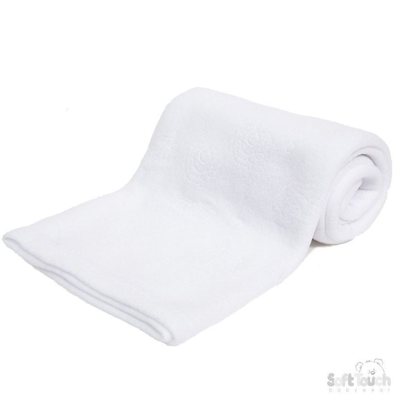 WHITE EMBOSSED FLEECE BABY WRAP (RP) (PK12) FBP05-W
