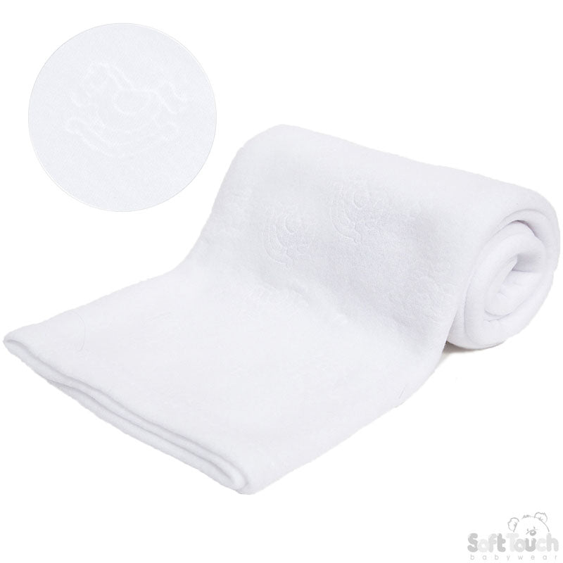 WHITE EMBOSSED FLEECE BABY WRAP (BP) (PK12) FBP06-W