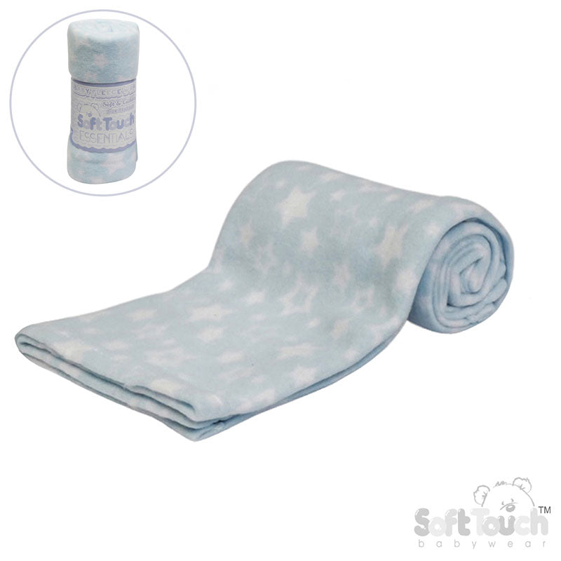 PRINTED BLUE BABY FLEECE WRAP (PK12) FBP10-B
