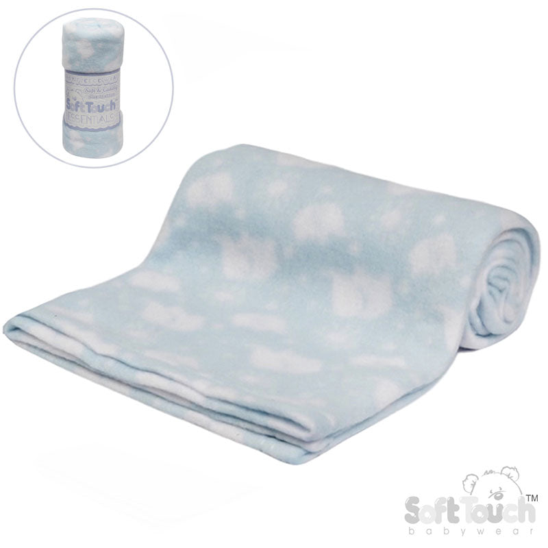 PRINTED BLUE BABY FLEECE WRAP (PK12) FBP10-B