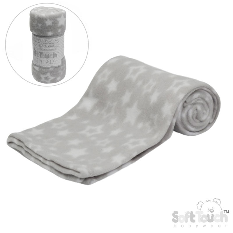 PRINTED GREY BABY FLEECE WRAP (PK12) FBP10-G