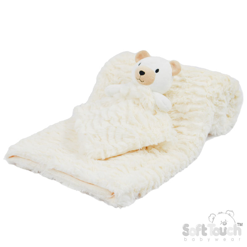 Cream Bear Comforter & Wrap Set - FBP224-C