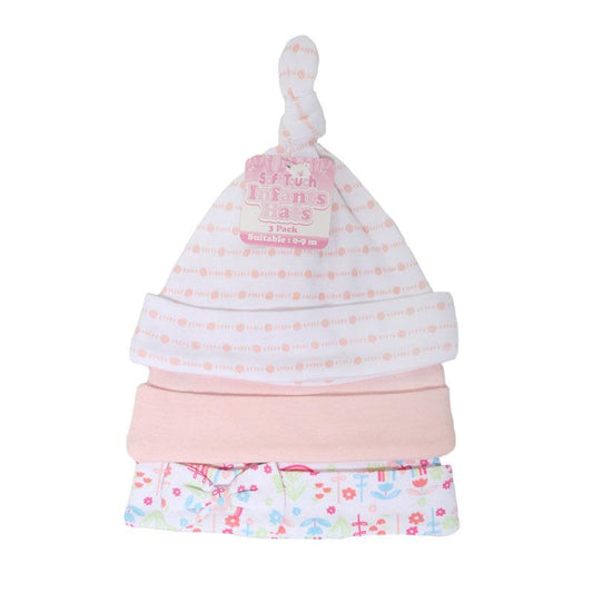GIRLS 3 PACK RAINBOW HATS (0-9 MONTHS) H53 - Kidswholesale.co.uk