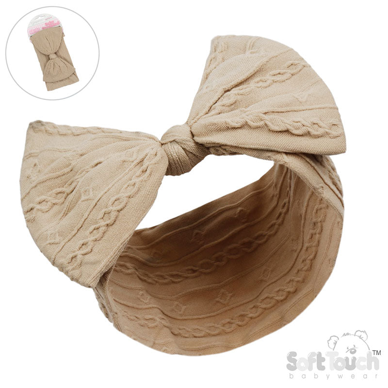 COFFEE CABLE HEADBAND W/BOW (PK12) HB112-COF