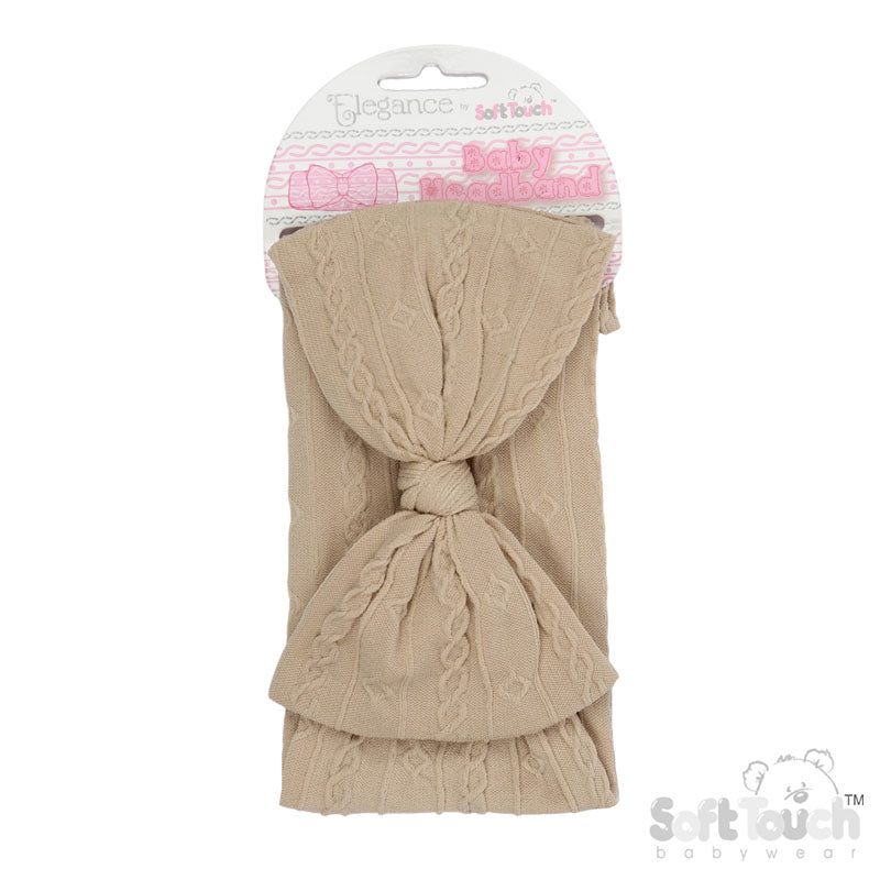 COFFEE CABLE HEADBAND W/BOW (PK12) HB112-COF