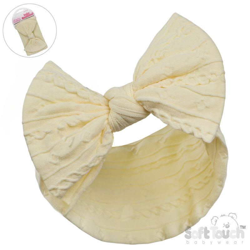 LEMON CABLE HEADBAND W/BOW : (PK12) HB112-LEM