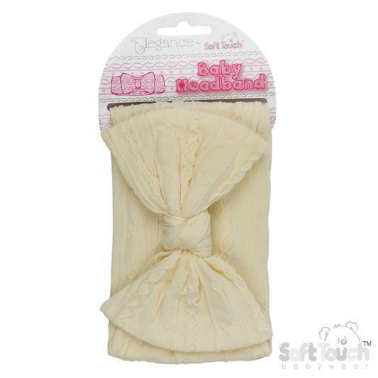 LEMON CABLE HEADBAND W/BOW : (PK12) HB112-LEM
