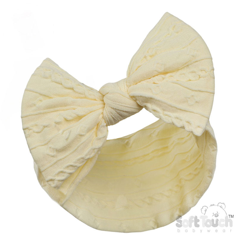 LEMON CABLE HEADBAND W/BOW : (PK12) HB112-LEM