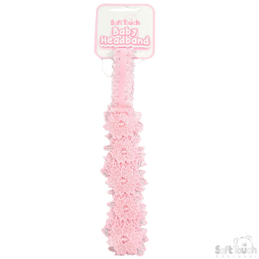Girls Pink Floral Lace Heaband-HB97-P