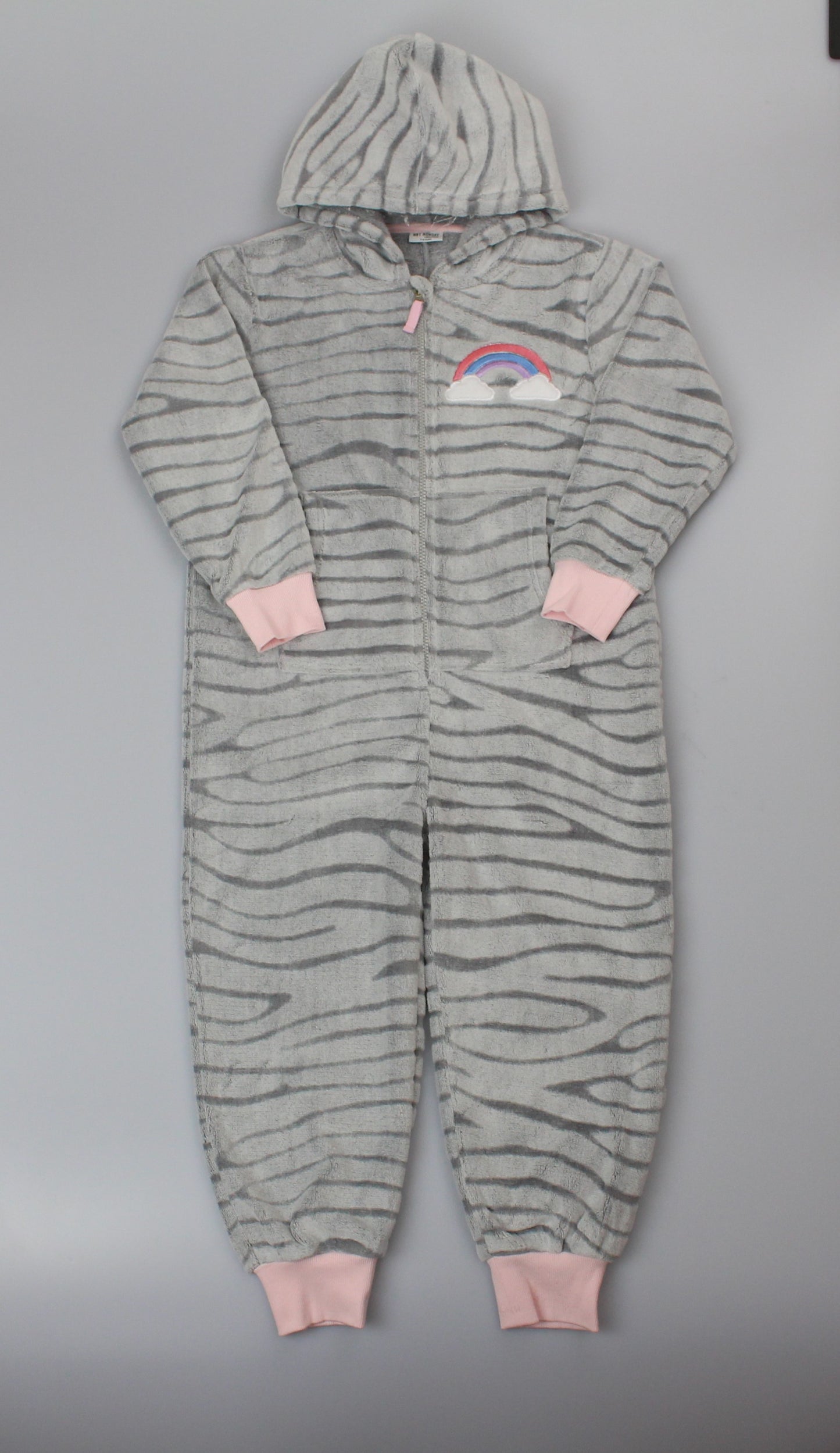 Girls Fleece Onesie - Grey Zebra(PK6) (7-12yrs) F62472