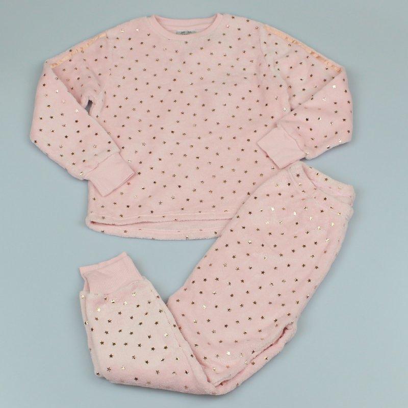 Older Girls Fleece Pyjama Set - Gold Stars (7-12Yrs) M6457 - Kidswholesale.co.uk