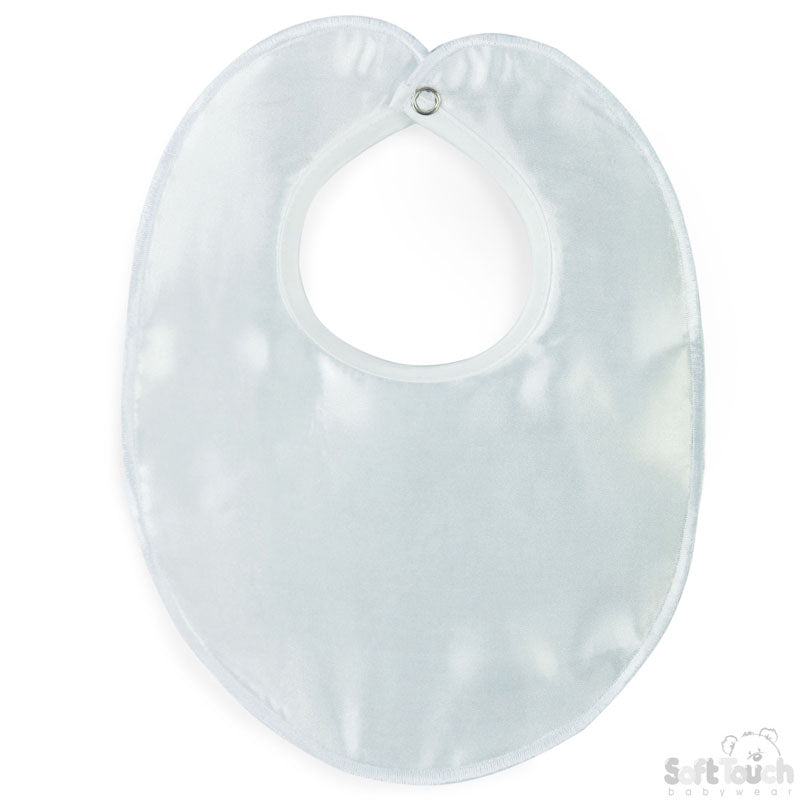 Small Plain White Satin Bib -P5173-BP-W
