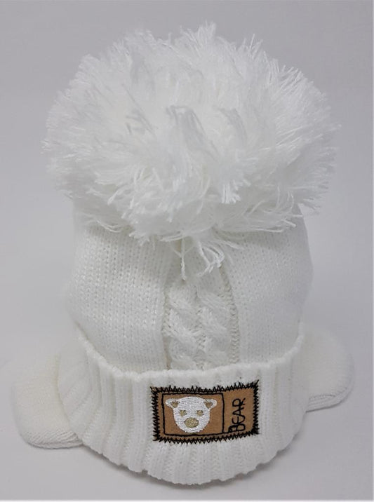 Baby Boys Girls Teddy Bear Fleece Lined Knitted Hat (0-3 & 3-6 Months) (PK12) 6097