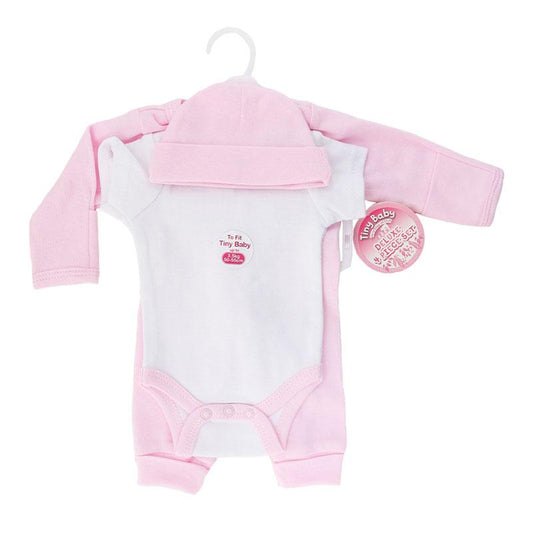 PREMATURE PINK 4 PIECE GARMENT SET (Tiny Baby: 3.5kg : 50-55cm) PR10-P - Kidswholesale.co.uk