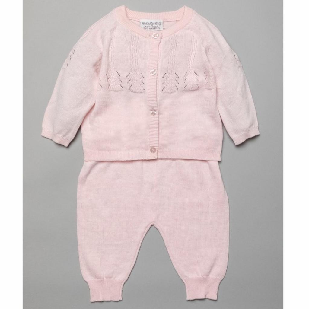 Girls 2 Piece Cotton Knitted Cardigan & Trouser Set (0-9 Months)-T20855