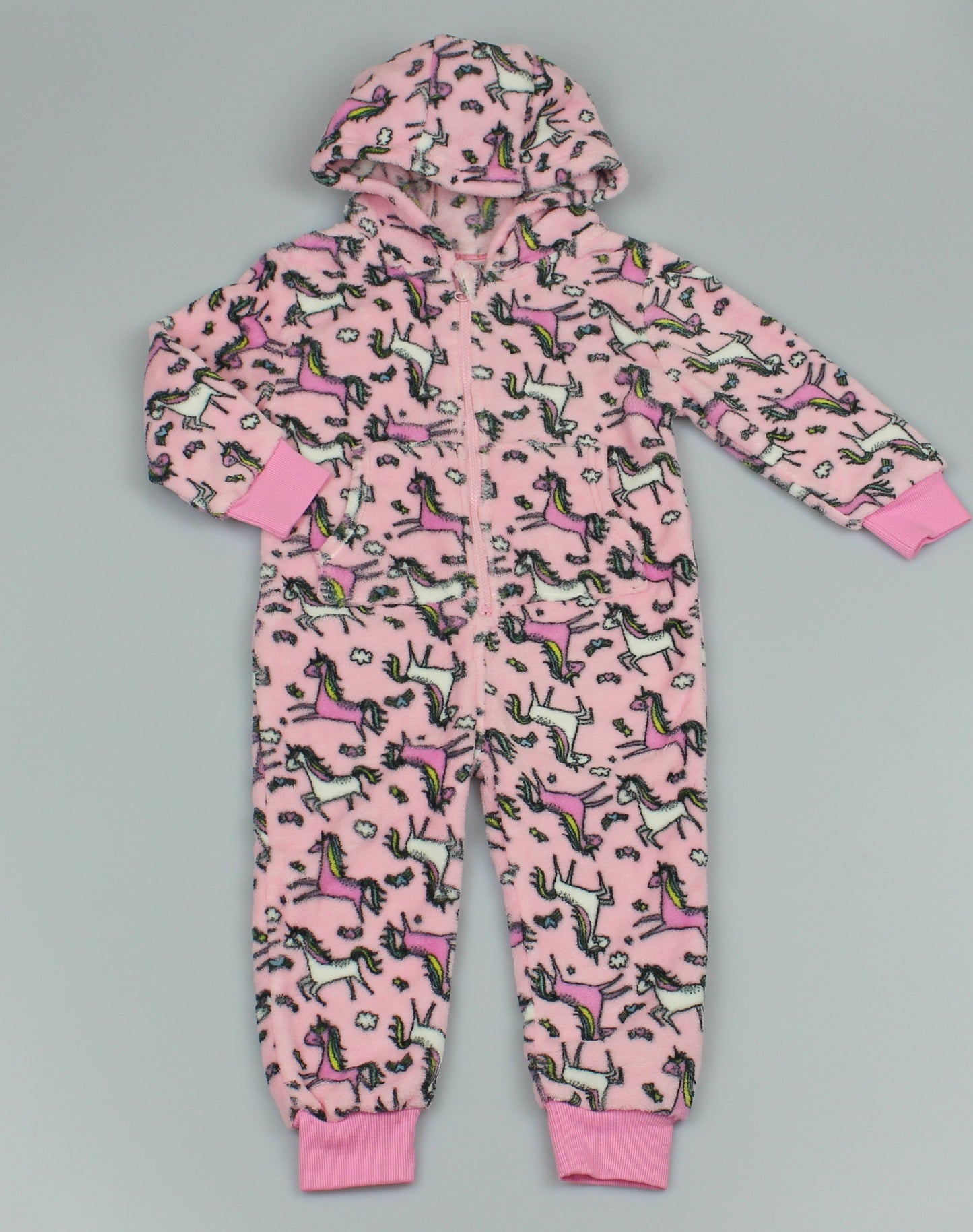 Girls Fleece All over printed Onesie - Unicorn (2-6yrs) M4454 - Kidswholesale.co.uk