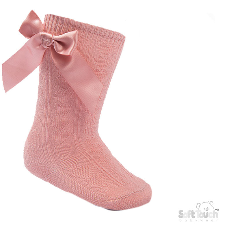 Rose Children's 'Adorable' Knee Length Socks w/Satin Bow (2-9 Years) S151-RO