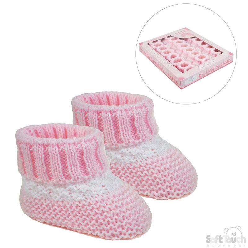 ACRYLIC BABY BOOTEES W/STRIPE : S437-P - Kidswholesale.co.uk