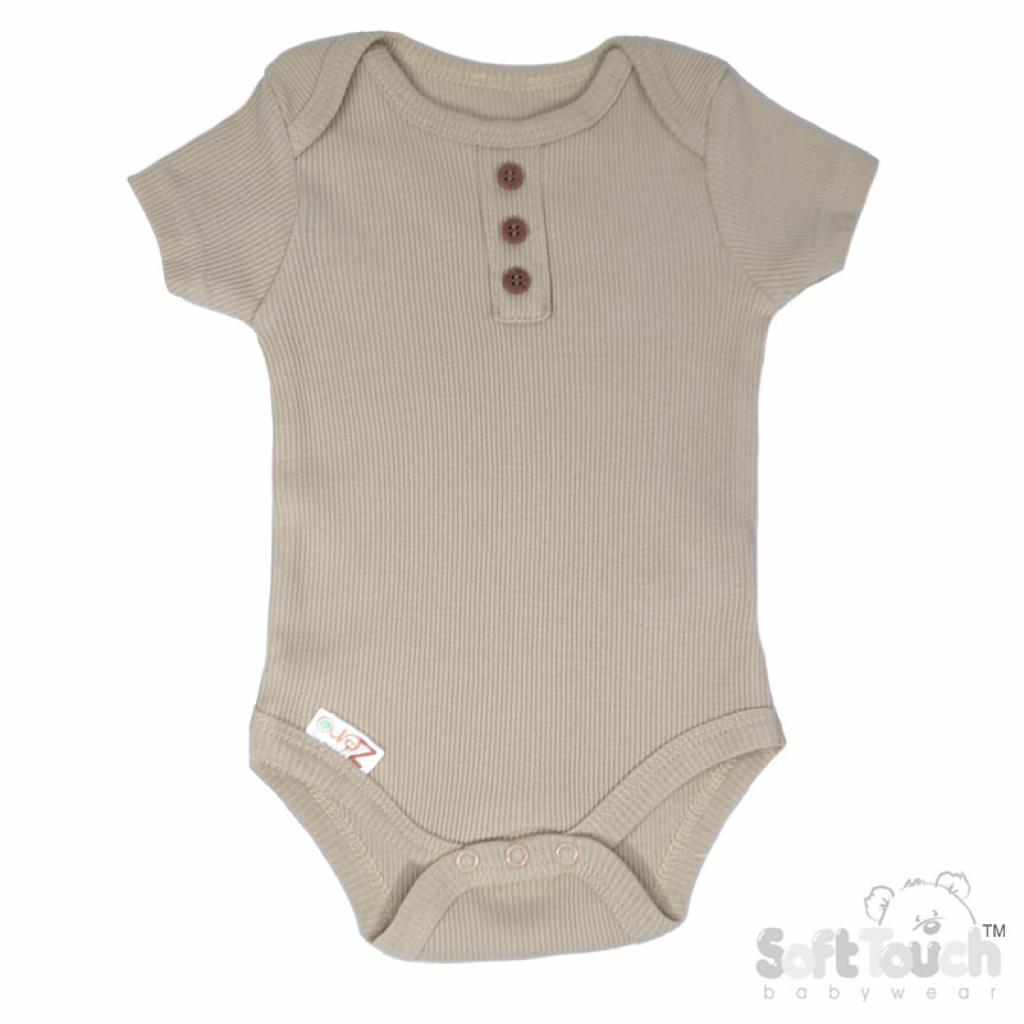 Biscuit Ribbed Bodysuit (NB-3 Months) (PK6) BS4500-BI