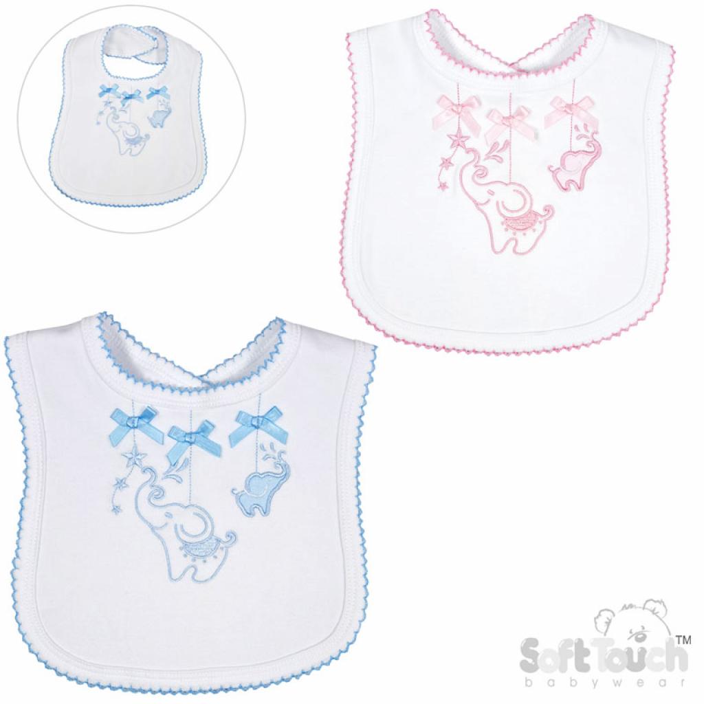 Velco Fastening Embroidered Bib - Elephant (33x22cm) (PK12) P3615-BP