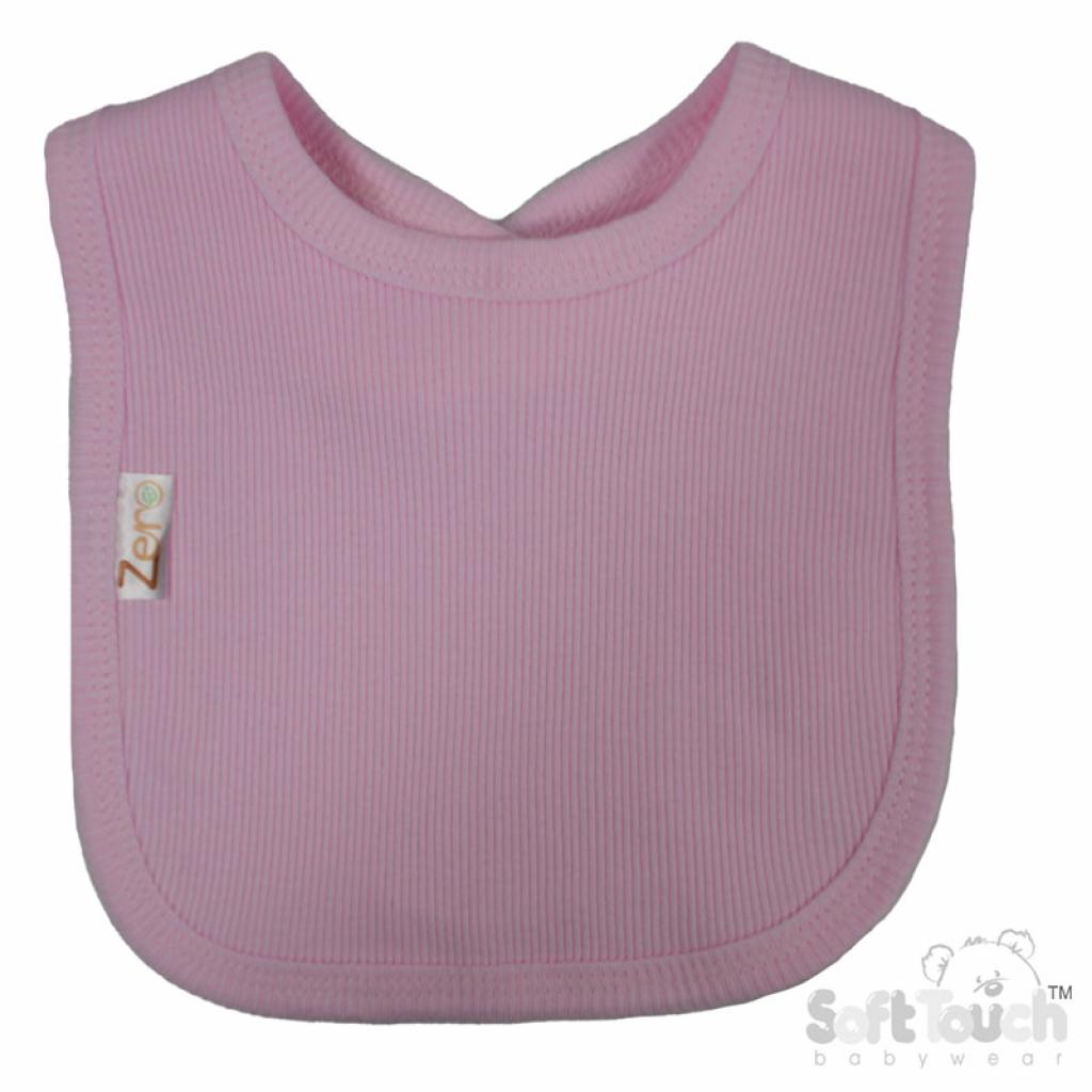 Pink Ribbed Velcro Bib (33x22cm) (PK12) P4500-P
