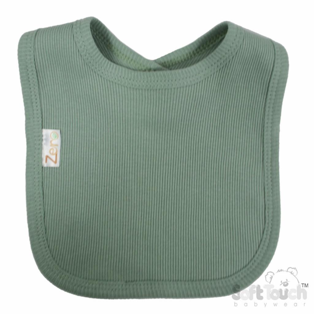 Sage Green Ribbed Velcro Bib (33x22cm) (PK12) P4500-SG