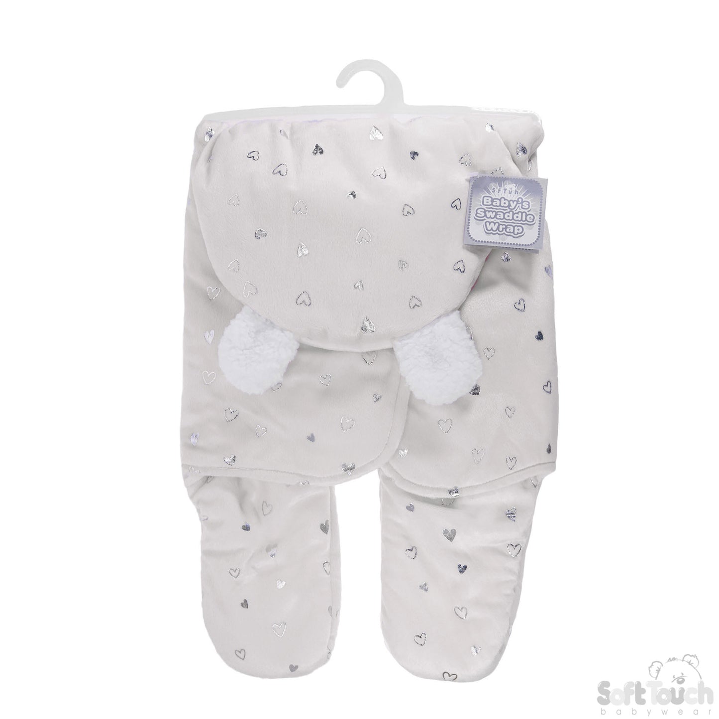 GREY SWADDLE WRAP W/MOON & STARS PRINT : SW102-G