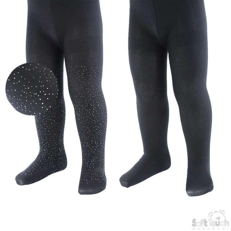 2 Pack Black Fashion Tights (0-6 Months) T103-BLK-0-6