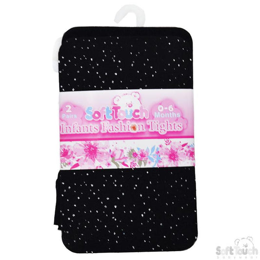 2 Pack Black Fashion Tights (6-18 Months) T103-BLK-6-18