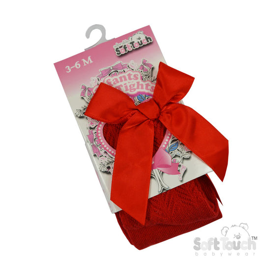 Tights W/Long Bow - Red Chevron - (NB-24 Months) T120-R