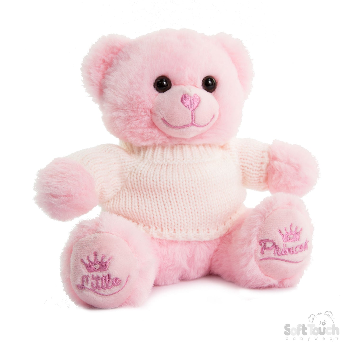 PINK TEDDY BEAR W/SWEATER & LITTLE PRINCESS EMB - 20CM- TB320-P