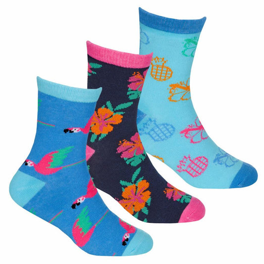 GIRLS 3 PACK COTTON RICH SOCKS - TROPICAL FRUIT (PK12) (6-3.5) 43B766