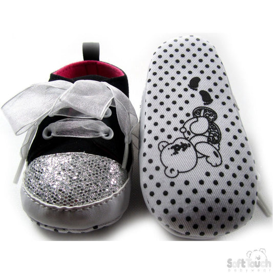 GIRLS SHINY 'BEAR' TRAINERS: B1374