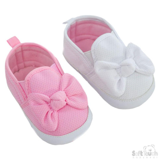 Girls Slip On Waffle Shoes W/ Bow - 6-15M - B2250 - Kidswholesale.co.uk