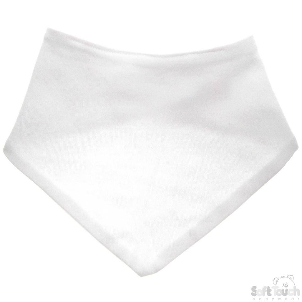 Plain Bandana Bib White (BB500-W) - Kidswholesale.co.uk