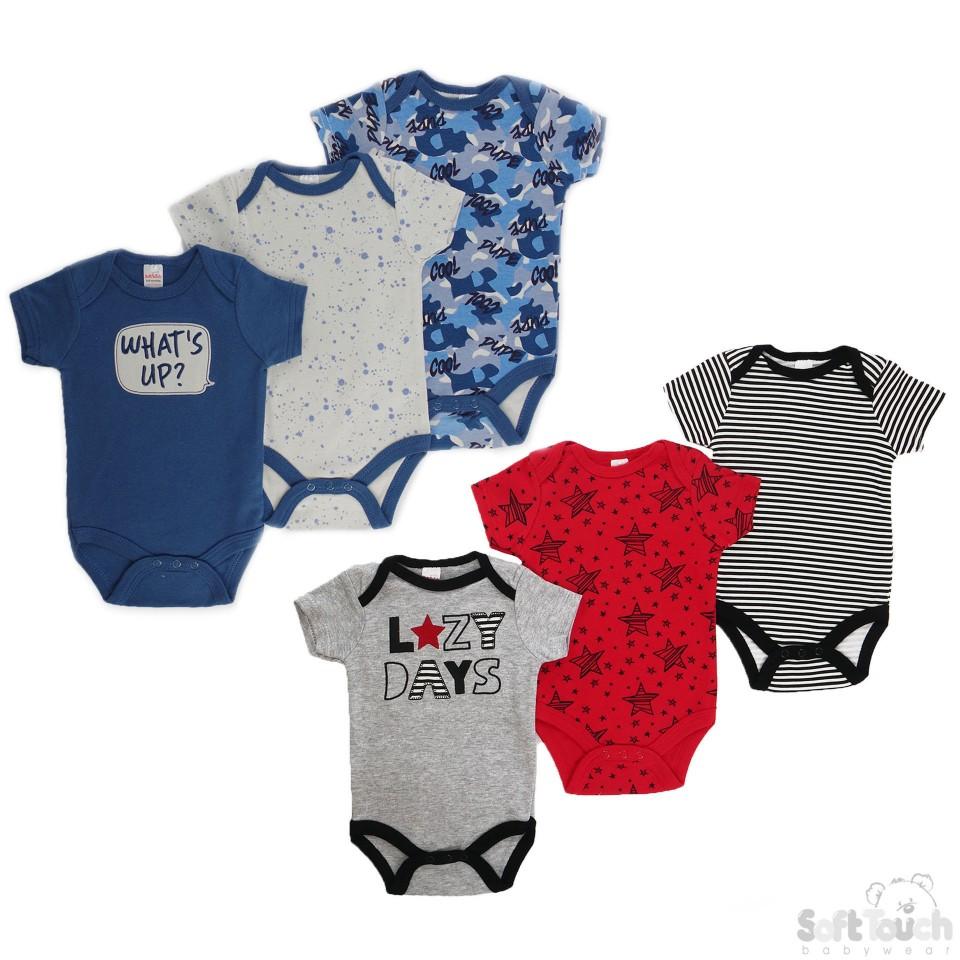 BOYS 3 PACK BODYSUITS (NB-9 MONTHS) BG124 - Kidswholesale.co.uk