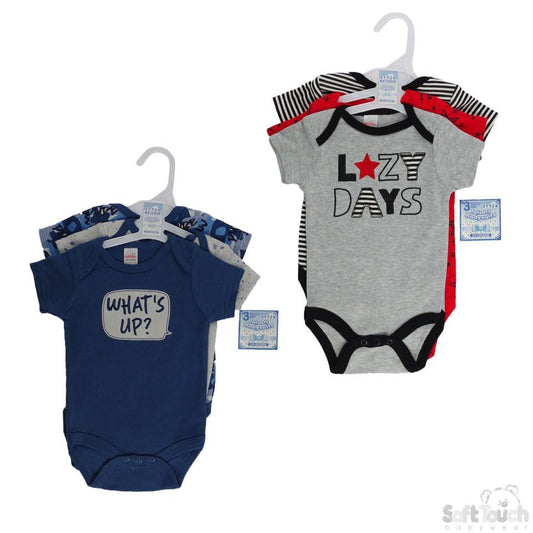 BOYS 3 PACK BODYSUITS (NB-9 MONTHS) BG124 - Kidswholesale.co.uk