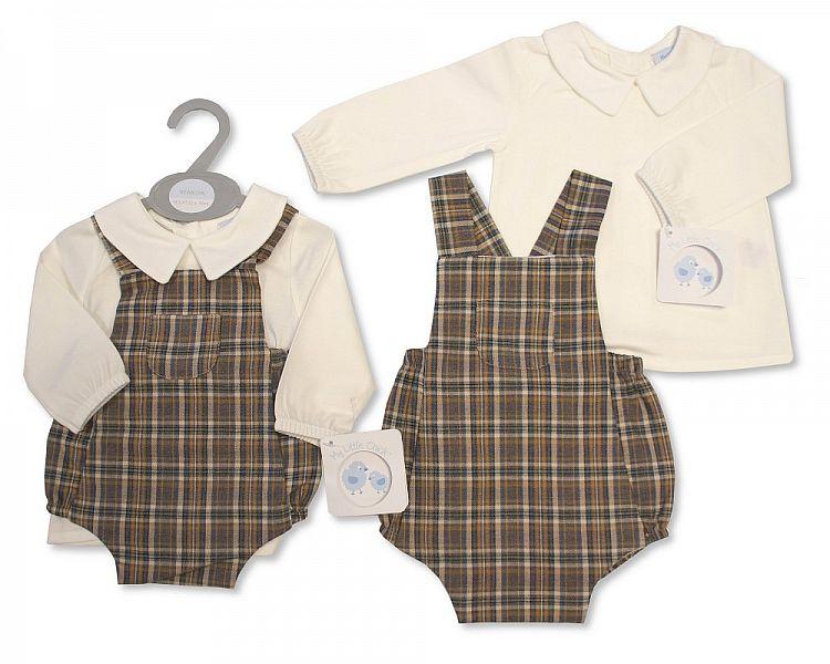 Baby Boys 2 pcs Tartan Romper Set (0-9m) BIS-2020-2332 - Kidswholesale.co.uk