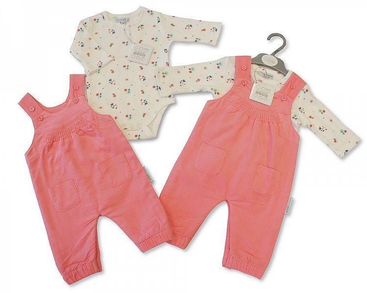 Baby Girls 2 pcs Dungaree - Petal (BIS2026-1751) - Kidswholesale.co.uk