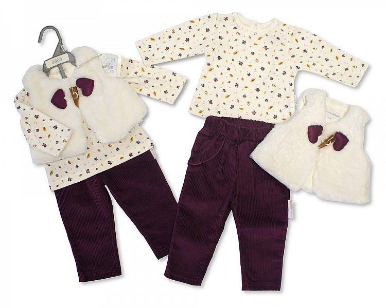 Baby Girls 3 pcs Leggings Set - Woodland - NB-6M - (BIS-2028-2127) - Kidswholesale.co.uk