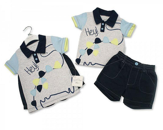 Baby Boys 2 pcs Cotton Shorts Set - Dino - 3/24M (BIS-2098-2015) - Kidswholesale.co.uk