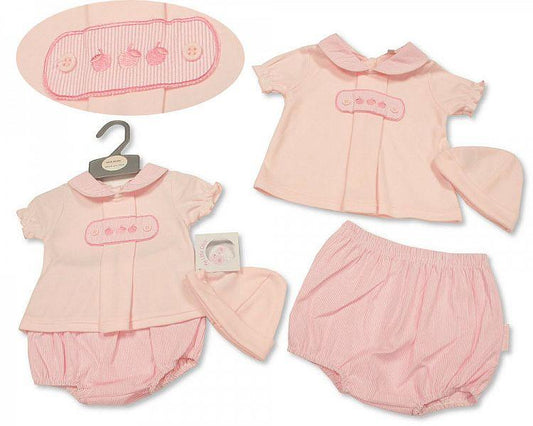 Baby Girls 2 pcs Set with Hat - Cherries (NB-6 Months) Bis-2100-2259 - Kidswholesale.co.uk