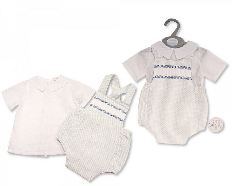 Baby Boys 2 pcs Dungaree Set with Smocking - (0-12 Months) (PK6) Bis-2120-6060