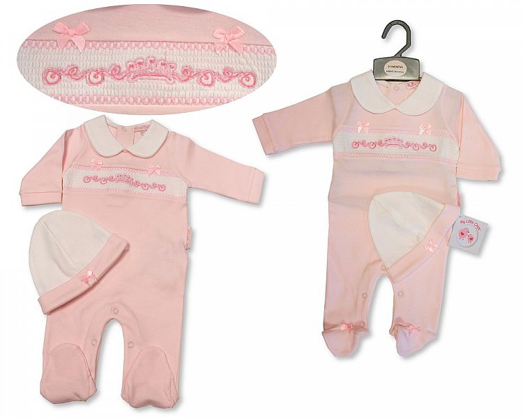 Baby Girls All in One with Hat - Crown (NB-6 Months) (PK6) Bis-2120-6070