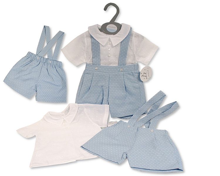 Baby Boys Dungaree Set - Sky - (12-24m) (PK6) BIS-2120-6142a
