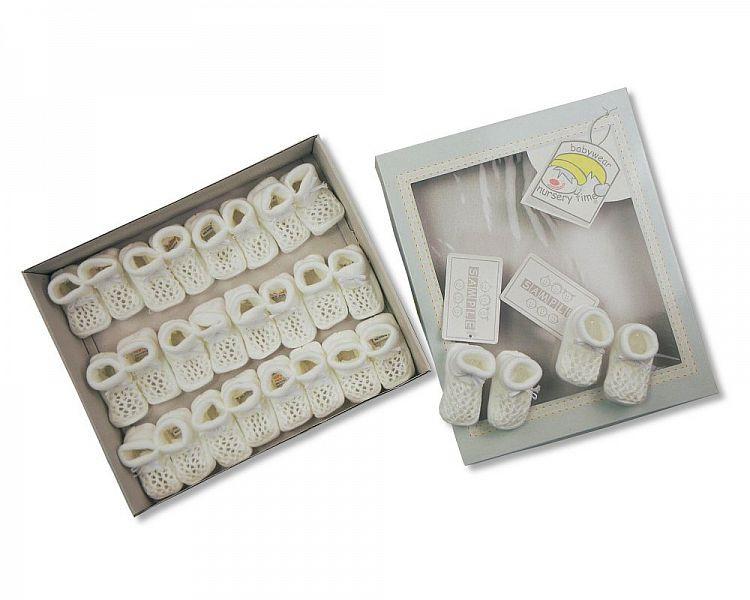 Baby Crochet Booties - White-300w - Kidswholesale.co.uk